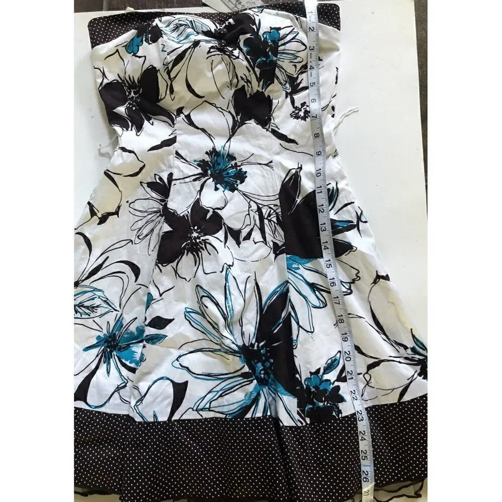 Speechless Strapless Floral Dress Size 3 Juniors Black White Blue